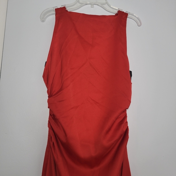 SOLD - NWT Commense Red Satin Open Cross Back Cowl Neck Long Maxi Dress - Picture 6 of 11